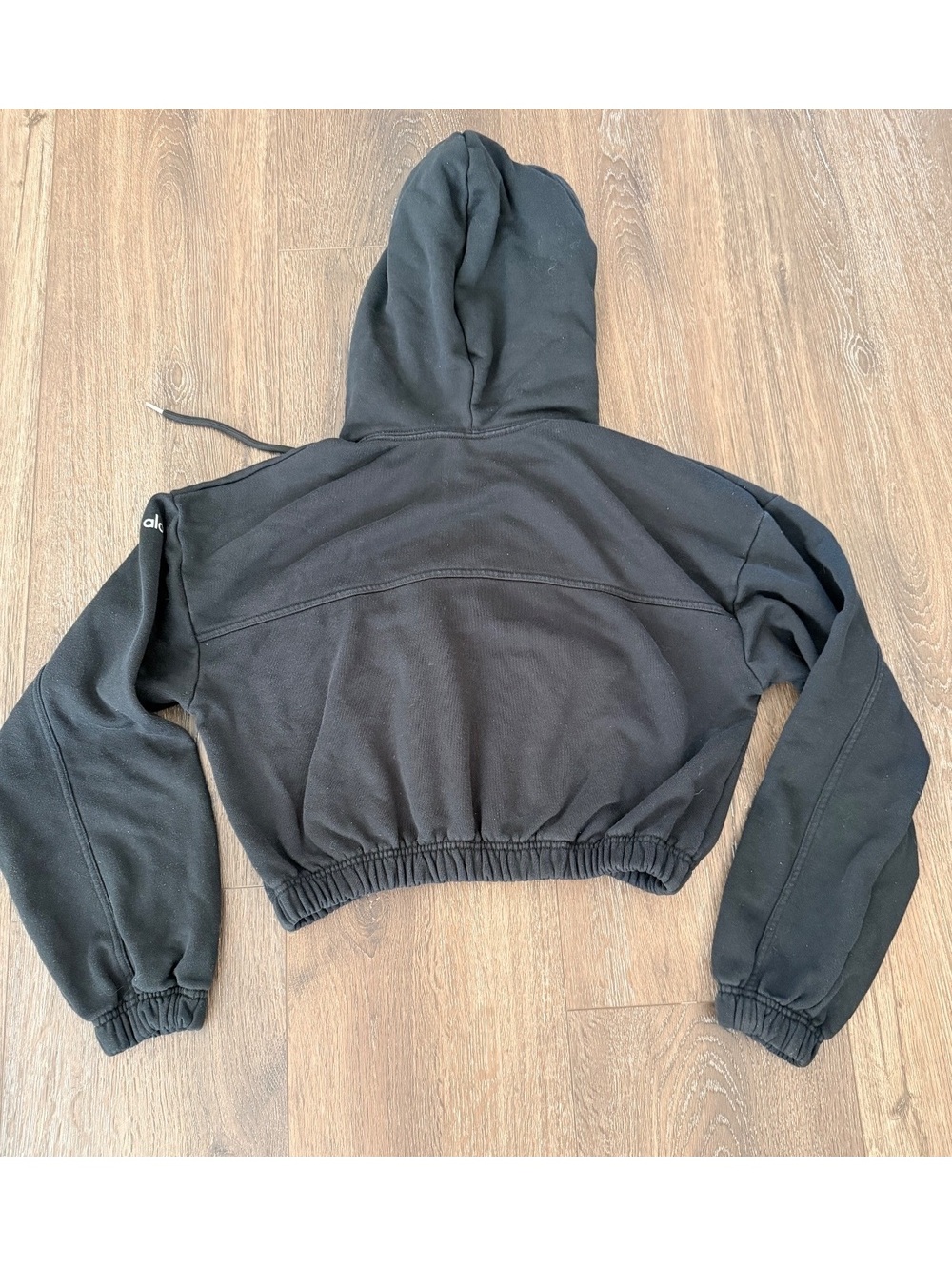 Alo Yoga Refresh Stadium Half Zip Hoodie Black Cropped XS - Picture 3 of 6